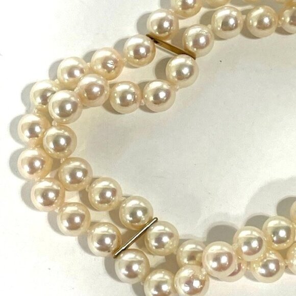 Two-strand cultured pearl and 14K bracelet. - Picture 4 of 8